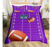 Funda Nordica Cama 120/135 Rugby 3D Funda Edredón Morado 200x200 cm, Ropa de Cama Ligera y Cómoda Microfibra con Cremallera y 2 Fundas de Almohada Fácil Cuidado M/9474