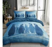 Funda Nórdica Cama 135/150-220 x 240 cm, Ropa de Cama impresión Moderno Bonito Animales Pingüinos Azul Marino, Doble Cara, Transpirable y Resistente a Las Arrugas, Adecuado para niños y niñas