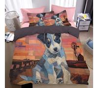 Funda Nordica Cama 135/150 3 Piezas Estampado Cachorro Heller con Arte Collage Abstracto Juego De Funda Nordica 220 X 240 Cm Y 2 X Fundas De Almohada 50X75 para Ropa Cama Infantil Niño Chico Niña