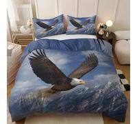 Funda Nórdica Cama 135/150,Águila Calva Funda Edredon Animales De Naturaleza Salvaje Microfibra 3 Piezas Compuesto por 1 Funda Nórdica 240x220cm + 2 Fundas de Almohada 50x75cm