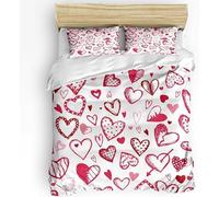 Funda Nordica Cama 135/150 Amor, Suave Transpirable Microfibra Ropa de Cama Amor Romántico Funda Edredon 220x240 cm, 2 x Funda de Almohada 50x75 cm, 3D Funda de Edredón e.7788