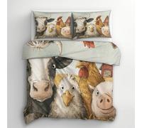 Funda Nordica Cama 135/150 Animales De Granja Infantil, Funda Edredon 220x240 y 2 Fundas de Almohada 50x75, Juego de Ropa de Cama de 3 Piezas Microfibra Suave con Cremallera Y101