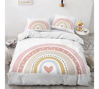 Funda Nordica Cama 135/150 Arcoiris - Funda Edredon 220 x 240 cm y 2 Fundas de Almohada 50x75 cm, Juego de Ropa de Cama de 3 Piezas, Fundas Nordicas Microfibra Suave