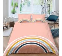 Funda Nordica Cama 135/150 Arcoíris Funda Edredon Microfibra Ropa de Cama Tema Rosa Carne Fundas Nórdicas 220x240 cm con 2 Fundas de Almohada 50x75 cm con Cremallera G.2309