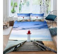 Funda Nórdica Cama 135/150 Atalaya Impresión 3D Microfibra Suave Ropa de Cama Paisaje Costero Funda Edredon 220x240 cm con Cremallera y 2 Fundas de Almohada 50x75 cm j.4493