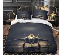 Funda Nordica Cama 135/150 Avión de Combate Ropa de Cama Aviones 3D Microfibra Suave 3 Pezzi Include 1 Fundas de Edredón 220x240 cm 2 Fundas de Almohada 50x75cm v.1138