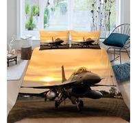 Funda Nordica Cama 135/150 AvióN Funda de edredon Resplandor del Atardecer 3D Funda Nórdica 220x240 Funda Nordica de Microfibra Suave con Cremallera + 2 Fundas de Almohada 50x75cm e-4211