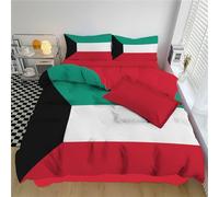 Funda Nórdica Cama 135/150 Bandera De Kuwait 3 Piezas Juego de Funda Edredon Cultura Nacional Juego de Ropa de Cama Suave y Transpirable con 2 Fundas de Almohada, 240x220cm, Rojo