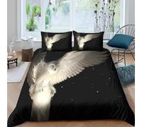 Funda Nordica Cama 135/150 Búho 3D Ropa de Cama Microfibra Suave Animales Salvajes Funda de edredón 220x240 cm con Cremallera y 2 Funda de Almohada 50x75 para Cama Doble L.2755