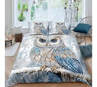 Funda Nordica Cama 135/150 Búho Ropa de Cama 3D Paisajes Nevados InvernalesMicrofibra Suave 3 Piezas Include 1 Fundas Nórdica 220x240 cm y 2 Fundas de Almohada 50x75cm E-2162