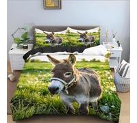 Funda Nordica Cama 135/150 Burro, 3D Funda Edredon 220x240 cm Animales Microfibra Ropa de Cama Burro Reversible 3 Piezas, Funda de Edredón + 2 Fundas de Almohada b1061