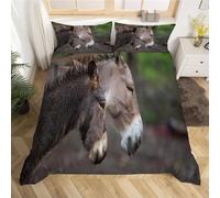 Funda Nordica Cama 135/150 Burro, 3D Funda Edredon 220x240 cm Burro Animal Microfibra Ropa de Cama Burro Reversible 3 Piezas, Funda de Edredón + 2 Fundas de Almohada k1247