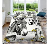 Funda Nordica Cama 135/150 Burro Dibujo Microfibra Suave 3D Funda Nórdica 220x240 Diseño Retro Ropa de Cama con Cremallera Fundas Edredón con 2 Fundas Almohada