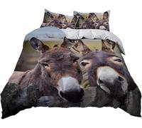 Funda Nordica Cama 135/150 Burro, Funda Nórdica 240x220 Estampados de Animales Fundas de Edredón Impresión 3D Ropa de Cama de Microfibra Transpirable con 2 Fundas de Almohada B-1835