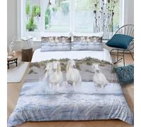 Funda Nordica Cama 135/150 Caballo al Galope Impresión 3D Ropa de Cama Animal Suave Microfibra Funda de Edredón 220x240 cm con Cremallera y 2 Fundas De Almohada 50x75 cm n.166