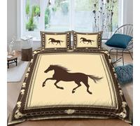 Funda Nordica Cama 135/150 Caballo Ropa de Cama 3D Oeste Americano Microfibra Suave 3 Piezas Include 1 Fundas Nórdica 220x240 cm y 2 Fundas de Almohada 50x75cm D-1175