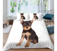 Funda Nordica Cama 135/150 Cachorro de Yorkshire Terrier Impresión 3D Ropa de Cama Cachorrito Lindo Suave Microfibra Funda de Edredón 220x240 cm con Cremallera y 2 Fundas De Almohada 50x75 cm n.1966