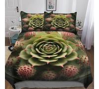 Funda Nordica Cama 135/150 Cactus Funda edredon LáMinas de Plantas 3D Funda Nórdica 220x240 Funda Nordica de Microfibra Suave con Cremallera + 2 Fundas de Almohada 50x75cm c.353