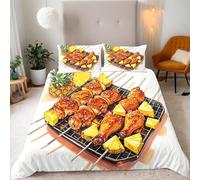 Funda Nordica Cama 135/150 Carne Asada Funda Edredon Microfibra Ropa de Cama Comida Realista Fundas Nórdicas 220x240 cm con 2 Fundas de Almohada 50x75 cm con Cremallera G.1715