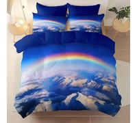 Funda Nordica Cama 135/150 Cielo Azul Reversible, Suave Transpirable Microfibra Ropa de Cama Arcoiris Funda Edredon 220x240 cm, 2 x Funda de Almohada 50x75 cm, 3D Funda de Edredón r.6675