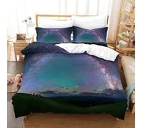 Funda Nórdica Cama 135/150 Cielos Estrellados y Campos Microfibra Suave Ropa de Cama 3 Piezas Fundas Nordicas 3D Paisaje Natural Funda Edredon 220x240 cm y 2 Fundas de Almohada 50x75 cm g.8393