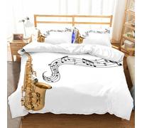 Funda Nordica Cama 135/150 Clásica para Saxofón 3D Fundas Nordicas Instrumentos Musicales Occidentales 3pcs Ropa de Cama Microfibra Suave Funda Nordica 220 x 240 y 2 Funda de Almohada 50x80 cm