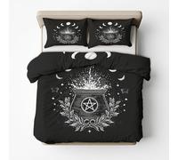 Funda Nordica Cama 135/150 Dark Gothic Bruja, Funda Edredon 220x240 y 2 Fundas de Almohada 50x75, Juego de Ropa de Cama de 3 Piezas Microfibra Suave con Cremallera T137