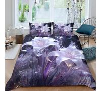 Funda Nordica Cama 135/150 Fleurs de Cristal Ropa de Cama 3D Patrones de Plantas 3 Piezas Suave Transpirable Microfibra Funda Nórdica 240x220 cm y 2 Fundas de Almohada 50x75 cm J-1378