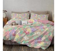 Funda Nórdica Cama 135/150, Funda Nordica 240x220cm, Watercolor Flowers Patrón Hydrangea and Daisy Edredon 3 Piezas Compuesto por 1 Fundas Nórdica + 2 Fundas de Almohada 50x75, Pink