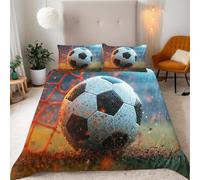 Funda Nordica Cama 135/150 Fútbol Americano Estampado 3D Ropa de Cama 240 X 220 cm Estilo Urbano Moderno Microfibra Suave Funda de Edredón Cremallera con 2 Fundas de Almohada 50x75cm AB_1205