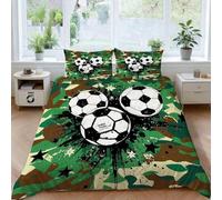 Funda Nordica Cama 135/150 Fútbol Americano Ropa de Cama 3D Estampados de Camuflaje Microfibra Suave 3 Piezas Include 1 Fundas Nórdica 220x240 cm y 2 Fundas de Almohada 50x75cm D-1169