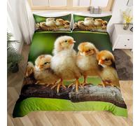 Funda Nordica Cama 135/150 Gallina Microfibra Suave 3D Funda Nórdica 220x240 Aves de Corral Ropa de Cama con Cremallera Fundas Edredón con 2 Fundas Almohada y-1931