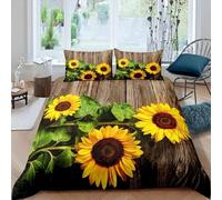 Funda Nórdica Cama 135/150 Girasol Impresión 3D Microfibra Suave Ropa de Cama Plantas Funda Edredon 220x240 cm con Cremallera y 2 Fundas de Almohada 50x75 cm j.1961