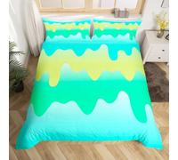 Funda Nordica Cama 135/150 Gradiente Verde, Ropa de Cama 240x220 Arte Abstracto de Microfibra de Impresos 3D Funda Edredon 220x240 cm y 2 Funda de Almohada 50x75 cm 7016-K
