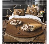Funda Nordica Cama 135/150 Helado de Chocolate Funda Edredon Microfibra Ropa de Cama Conos Crujientes Fundas Nórdicas 220x240 cm con 2 Fundas de Almohada 50x75 cm con Cremallera H.221