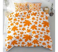 Funda Nordica Cama 135/150 Hoja de Arce Amarilla Microfibra Suave 3D Funda Nórdica 220x240 Estampado de Plantas Ropa de Cama con Cremallera Fundas Edredón con 2 Fundas Almohada z-2777