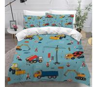 Funda Nordica Cama 135/150 Ingeniería de la Construcción Funda Edredon Linda Caricatura 3D Funda Nordica 220x220 Microfibra Suave Ropa de Cama con Cremallera y 2 Fundas de Almohada O.2965