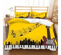 Funda Nordica Cama 135/150 Instrumentos de Guitarra 3D Fundas Nordicas Patrón de Dibujos Animados 3pcs Ropa de Cama Microfibra Suave Funda Nordica 220 x 240 y 2 Funda de Almohada 50x80 cm