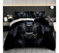 Funda Nordica Cama 135/150 Labrador Retriever Funda Edredon 220x240 Impresión 3D Perro Negra Ropa de Cama Fundas de Edredón Microfibra Suave y 2 Fundas de Almohada 50x75 EF.4277