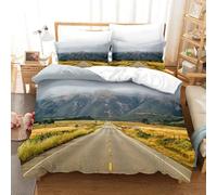 Funda Nórdica Cama 135/150 Montañas y Campos Impresión 3D Microfibra Suave Ropa de Cama Paisajes Naturales Funda Edredon 220x240 cm con Cremallera y 2 Fundas de Almohada 50x75 cm h.6329