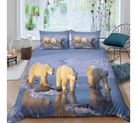 Funda Nordica Cama 135/150 Oso Polar Funda Edredon Microfibra Ropa de Cama Animales Polares Fundas Nórdicas 220x240 cm con 2 Fundas de Almohada 50x75 cm con Cremallera H.2525