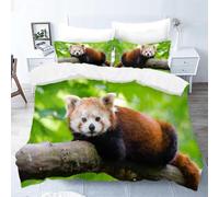Funda Nordica Cama 135/150 Panda Rojo Funda Edredon 240x220 Animales Lindos 3D Fundas de Edredón Microfibra Suave Ropa de Cama de 3 Piezas con Cremallera y 2 Fundas de Almohada K-706
