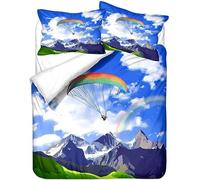 Funda Nordica Cama 135/150 Parapente Funda Edredon Microfibra Ropa de Cama Colores del Arcoíris Fundas Nórdicas 220x240 cm con 2 Fundas de Almohada 50x75 cm con Cremallera G.23