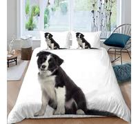 Funda Nordica Cama 135/150 Perro Pastor Impresión 3D Ropa de Cama Cachorrito Lindo Suave Microfibra Funda de Edredón 220x240 cm con Cremallera y 2 Fundas De Almohada 50x75 cm n.826