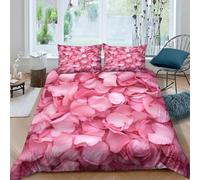 Funda Nordica Cama 135/150 PéTalos de Rosa Microfibra Suave 3D Funda Nórdica 220x240 NiñO y NiñA Ropa de Cama con Cremallera Fundas Edredón con 2 Fundas Almohada z-4511