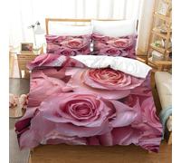 Funda Nórdica Cama 135/150 Rosa Rosa Microfibra Suave Ropa de Cama 3 Piezas Fundas Nordicas 3D Flores Hermosas Funda Edredon 220x240 cm y 2 Fundas de Almohada 50x75 cm g.2273