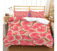 Funda Nordica Cama 135/150 Sandía Roja 3D Fundas Nordicas Simple 3pcs Ropa de Cama Microfibra Suave Funda Nordica 220 x 240 y 2 Funda de Almohada 50x80 cm