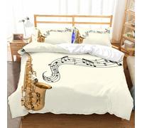 Funda Nordica Cama 135/150 Saxofón 3D Fundas Nordicas Arte de Instrumentos Musicales 3pcs Ropa de Cama Microfibra Suave Funda Nordica 220 x 240 y 2 Funda de Almohada 50x80 cm