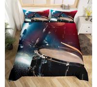 Funda Nórdica Cama 135/150 Tambor Impresión 3D Microfibra Suave Ropa de Cama Estilo Rock Funda Edredon 220x240 cm con Cremallera y 2 Fundas de Almohada 50x75 cm i.2729