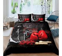 Funda Nordica Cama 135/150 Tema de Boxeo 3D Ropa de Cama Microfibra Suave Ejercicios de Fitness Funda de edredón 220x240 cm con Cremallera y 2 Funda de Almohada 50x75 para Cama Doble I.1745